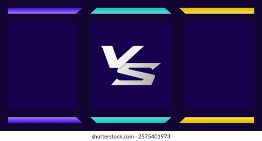 Stylish image showing a 'VS' symbol on a vibrant dark background with geometric highlights.