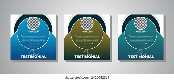 Diseño testimonial elegante e imaginativo con obras de arte vibrantes e imaginativas
