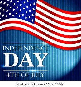 Stylish Independence Day greeting card or banner with flag USA. Vector illustration.