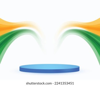 stylish indian flag with 3d podium platform for republic day vector 