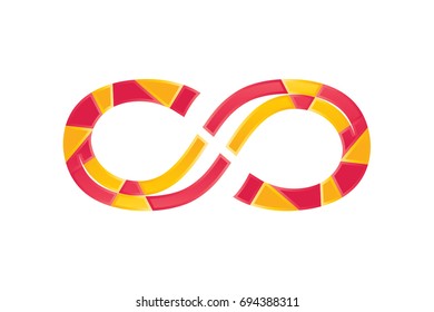 stylish infinity symbol, polygonal style, icon design, isolated on white background