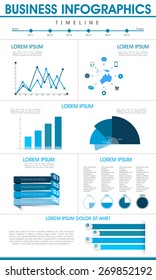 Stylish infographics templates with various elements for your business reports and data presentation.