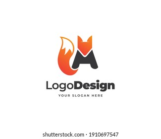 A stylish initial letter fox logo vector. Beast fox animal logo design