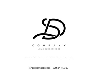 Stylish Initial Letter SD Logo or DS Logo Design Vector Template