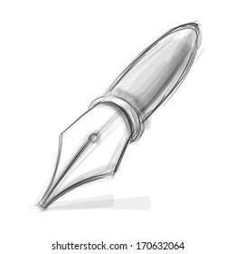 Stylish ink pen isolated on white. Eps 10 vector illustration