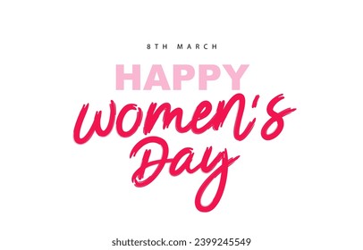 Stylish inscription - Happy Women's Day, March 8th. Elements for the design of a festive banner for March 8th. Vector illustration on a white background.