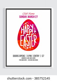 Stylish Invitation Card design with illustration of abstract egg for Happy Easter celebration.