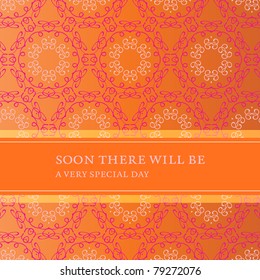 Stylish invitation card with flower pattern and banner for your own message. For example to be used for marriage, birth, engagement, party. Fully editable vector.