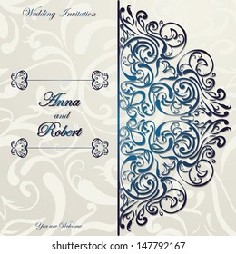 Stylish Invitation card with Round Lace design