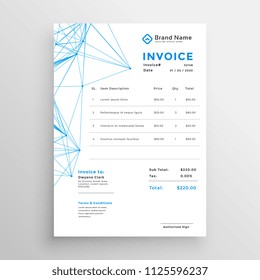 stylish invoice template with blue line mesh