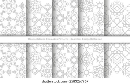 Stylish Islamic geometric backgrounds for Ramadan cards, social media posts, and decorative design projects
