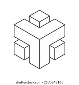 Stylish isometric cube illustration, perfect for modern designs, technology concepts, or architectural presentations.  Clean lines  minimalist style ensure versatility across various projects.