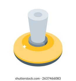 A stylish isometric icon of approved rubber stamp press