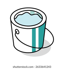 A stylish isometric icon representing a filled water bucket