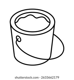 Un icono isométrico elegante que representa un cubo de agua lleno