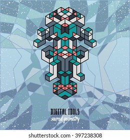 stylish isometric idol as a stylized design element