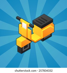 Stylish isometric retro motor scooter illustration.