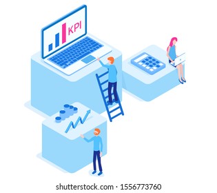 Stylish isometric vector Data Analysis illustration. Good for business and technologies topics.