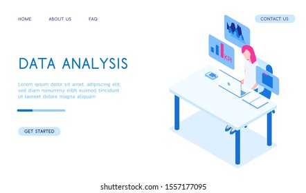 Stylish isometric vector Data Analysis illustration. Good for business and technologies topics.