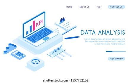 Stylish isometric vector Data Analysis illustration. Good for business and technologies topics.