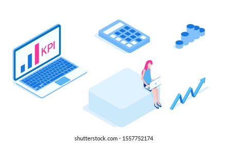 Stylish isometric vector Data Analysis set. Good for business and technologies topics.