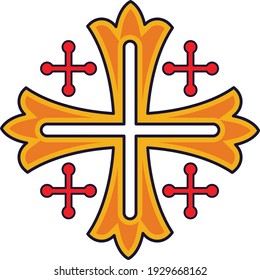 Stylish Jerusalem Cross vector icon
