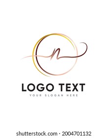 A stylish, Joyful and delicate script letter type N logo template, Vector logo for business and company identity