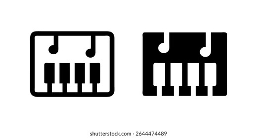 Stylish keyboard music instrument icon set representing pianos, melodies, and musical performance. Ideal for music education, concerts, and creative arts.