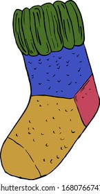 Stylish knitted sock. Cartoon color vector illustration.