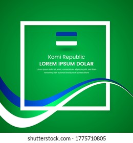 Stylish Komi Republic country national day concept illustration with tricolors wave on classic greeting background