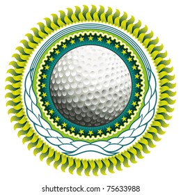 Stylish label with golf ball. Vector illustration.