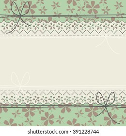 Stylish lace frame with decorative flowers and leaves can be used for wedding invitation, greeting card , baby shower and more designs.