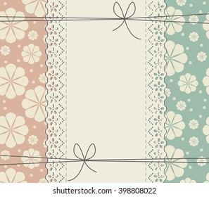 Stylish lace frame with decorative leaves can be used for wedding invitation,  baby shower, birthday greeting card and more designs.