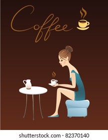 Stylish Lady Drinking Coffee