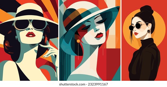 Stylish lady posing, abstract art woman, dreamy and modern