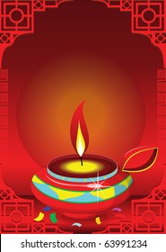 stylish lamp on red background
