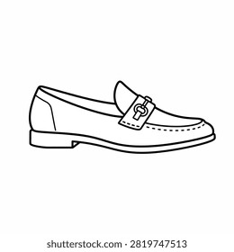 A stylish leather loafer featuring a distinctive buckle on the vamp.