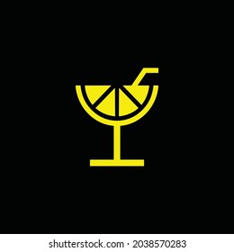 The stylish lemon logo in the shape of a cocktail glass, suitable for the beverage business, nightclubs, cafes and more