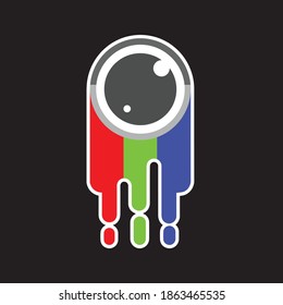 Stylish lens shape with red, green and blue tears