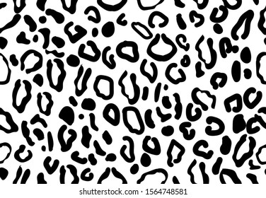 Stylish leopard print vector. Monochrome cheetah texture. Black and white jaguar skin pattern. Spotted animal fabric design. Premium leo print. Exotic safari wallpapers