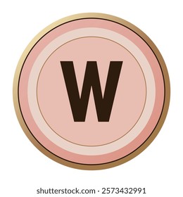 Stylish ‘w’ Letter Art for Valentine’s Day – Whimsical Design with Pink and Gold Accents, Ideal for Romantic Projects, Love-Themed Invitations, and Greeting Cards.