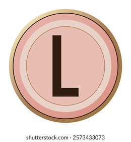 Stylish Letter “L” in a Delicate Pink and Gold Frame - Romantic and Timeless for Valentine’s Day