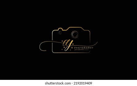 Stylish Letter E Y Gold Metallic Color Signature Logo Design Template Signature Logo or Symbol with Handwriting Style E Y Logo Design for Photography camera icon design 