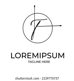 Stylish Letter F White Signature Logo Design Template