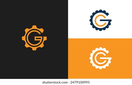 Stylish Letter G Gear log design. Vector illustration on EPS10.	