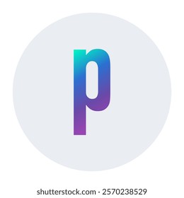 Stylish “p” letter with a gradient from green to purple on a white circular background. Ideal for projects that demand vibrant, eye-catching, and playful designs.