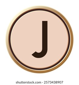 Stylish Letter J in Golden Frame with Valentine’s Day Soft Pink Palette