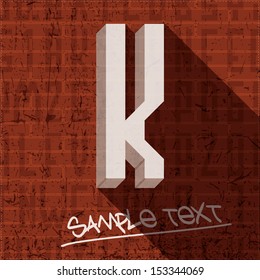 Stylish letter K, on grunge brick wall