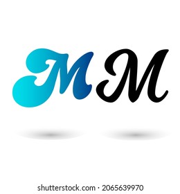 Stylish Letter M Typography Flat Design