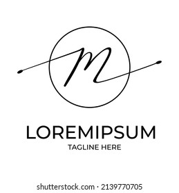 Stylish Letter M White Signature Logo Design Template